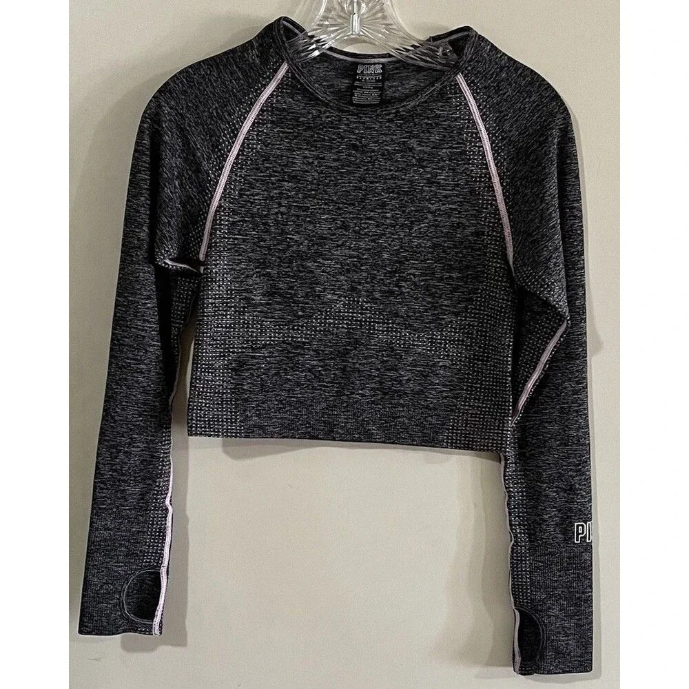 Victorias Secret Seamless Crop Top Women's Sz M Long Sleeve Activewear